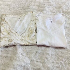 Bundle of 2 Cap Sleeve Summer Tees S White Gold